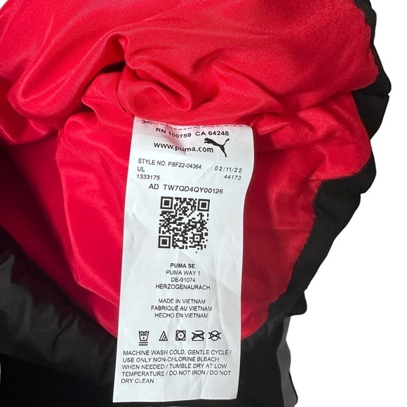 PUMA Boys Black and Red Puffer Vest Size M (10/12) NWOT - Picture 10 of 10